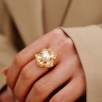 Handmade Design Silver Ring with Mother of Pearl and Pearl