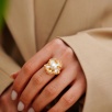 Handmade Design Silver Ring with Mother of Pearl and Pearl