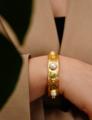 Handmade Design Brass Pearl Bracelet