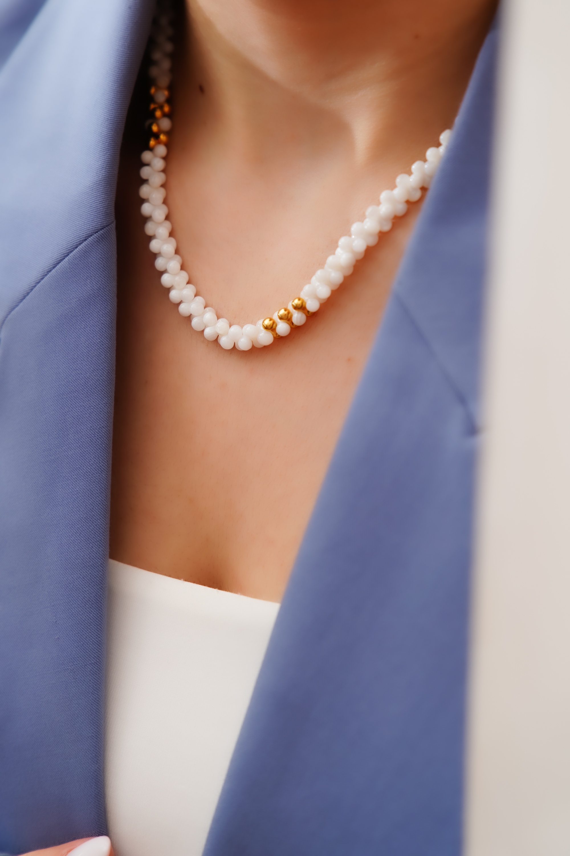 El Yapımı Tasarım Gümüş Kolye Sedefli