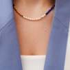 Handmade Design Silver Necklace with Lapis Lazuli and Pearl
