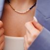 Handmade Design Silver Necklace with Lapis Lazuli and Pearl
