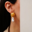 Handmade Design Brass Earrings With Baroque Pearl