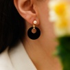 Handmade Design Silver Earrings with Pearl and Onyx Stones