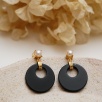 Handmade Design Silver Earrings with Pearl and Onyx Stones