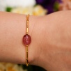 Handmade Design Gold Plated Silver Bracelet with Tourmaline