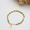 Handmade Design Gold Plated Silver Bracelet Jade Stone