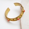 Handmade Gold Plated Brass Bracelet With Coral Stone