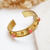 Handmade Gold Plated Brass Bracelet With Coral Stone