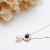 Handmade Gold Plated Silver Necklace with Lapis Lazuli, Mother of Pearl and Pearl