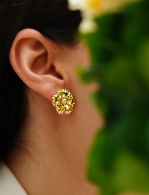 Handmade Design Pearl Brass Earrings