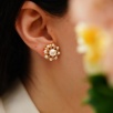 Handmade Flower Design Pearl Silver Earrings