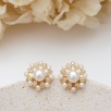 Handmade Flower Design Pearl Silver Earrings