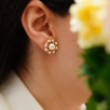 Handmade Flower Design Pearl Silver Earrings