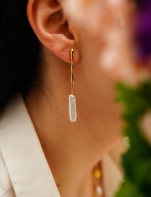 Handmade Design Silver Pearl Earrings With Chain