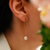 Handmade Design Silver Pearl Earrings With Chain