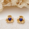 Handmade Lapis Lazuli and Mother-of-Pearl Silver Earrings with Design