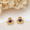Handmade Lapis Lazuli and Mother-of-Pearl Silver Earrings with Design