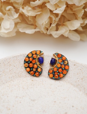 Silver Earrings with Agate and Lapis Lazulu Stones