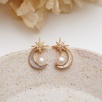 Silver Earrings with Pearl and Pearl Moon Star Design