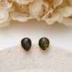Brass Earrings with Labradorite Stone