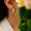 Silver Earrings with Pearl Leaf Design