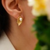 Silver Earrings with Pearl Leaf Design