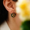 Silver Earrings with Agate and Ruby Stones