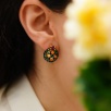 Silver Earrings with Agate and Ruby Stones