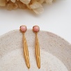 Silver Earrings with Coral Stone with Leaf Design