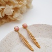 Silver Earrings with Coral Stone with Leaf Design