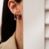 Silver Earrings with Butterfly Design with Tourmaline Stone