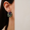 Silver Earrings with Aventurine and Amethyst Stones