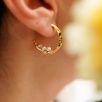 Pearl Half Ring Silver Earrings