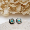 Silver Earrings with Mother of Pearl and Turquoise Stone