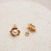 Pearl Silver Earrings with Floral Design