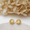 Silver Earrings with Pearl Flower Design