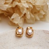 Pearl Silver Earrings with Zircon Detailed