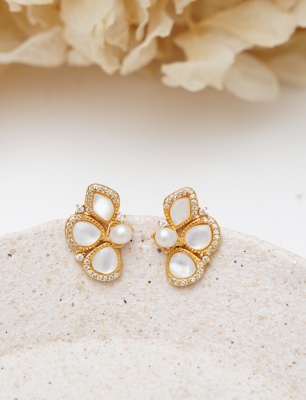 Pearl and Pearl Silver Earrings