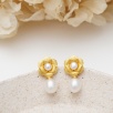 Silver Earrings with Pearl Flower Design
