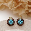 Silver Earrings with Turquoise and Tourmaline Stones