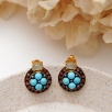 Silver Earrings with Turquoise and Tourmaline Stones