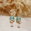 Silver Cameo Earrings with Agate and Pearl