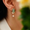 Silver Cameo Earrings with Agate and Pearl