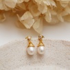 Pearl Silver Earrings with Zircon Details