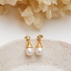 Pearl Silver Earrings with Zircon Details