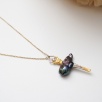 Ballerina Silver Necklace with Black Pearls
