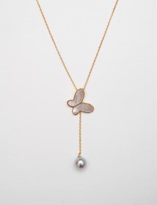 Pearl and Mother of Pearl Silver Necklace
