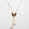 Silver Necklace with Pearl and Pearl Butterfly Design