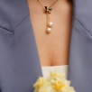 Silver Necklace with Pearl and Pearl Butterfly Design